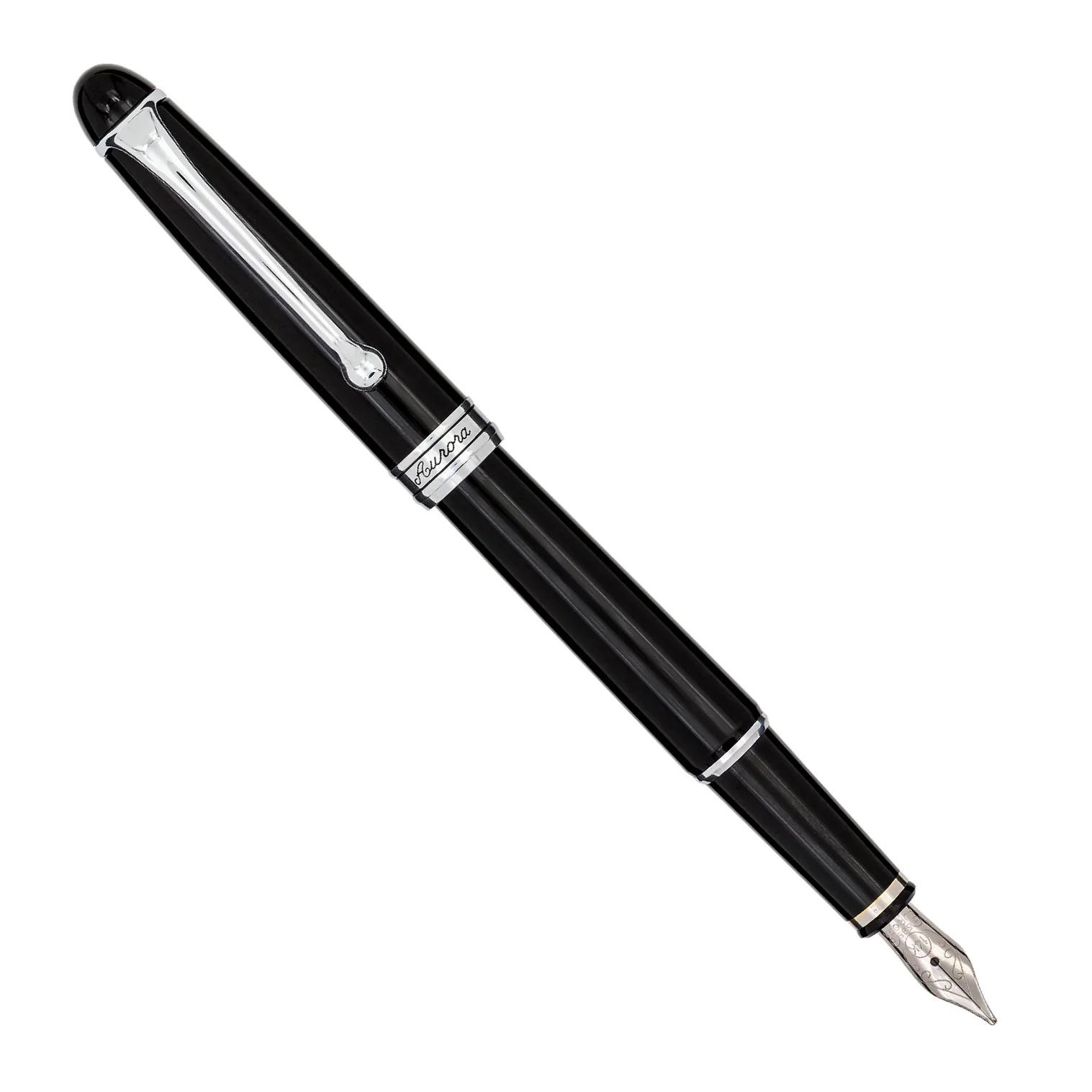 Aurora 88 Small Fountain Pen Black Resin Chrome Trim 810C