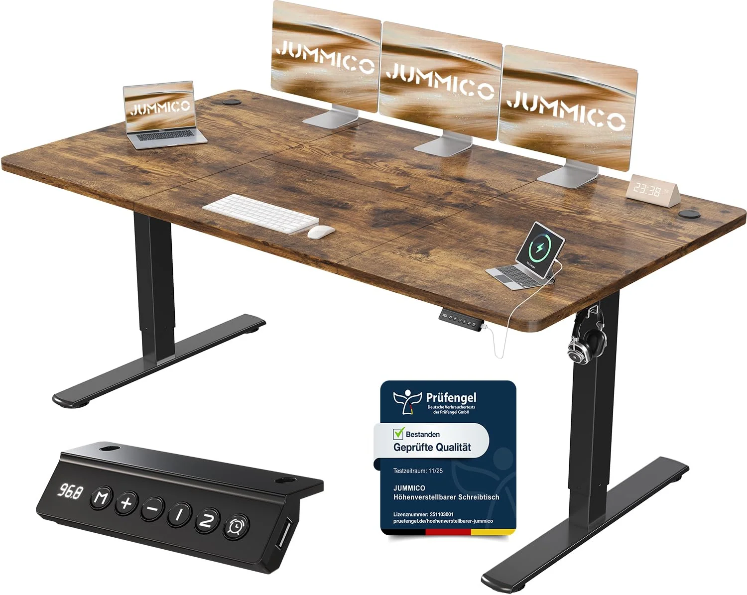 JUMMICO Elektrisch höhenverstellbarer Schreibtisch mit USB-Anschluss