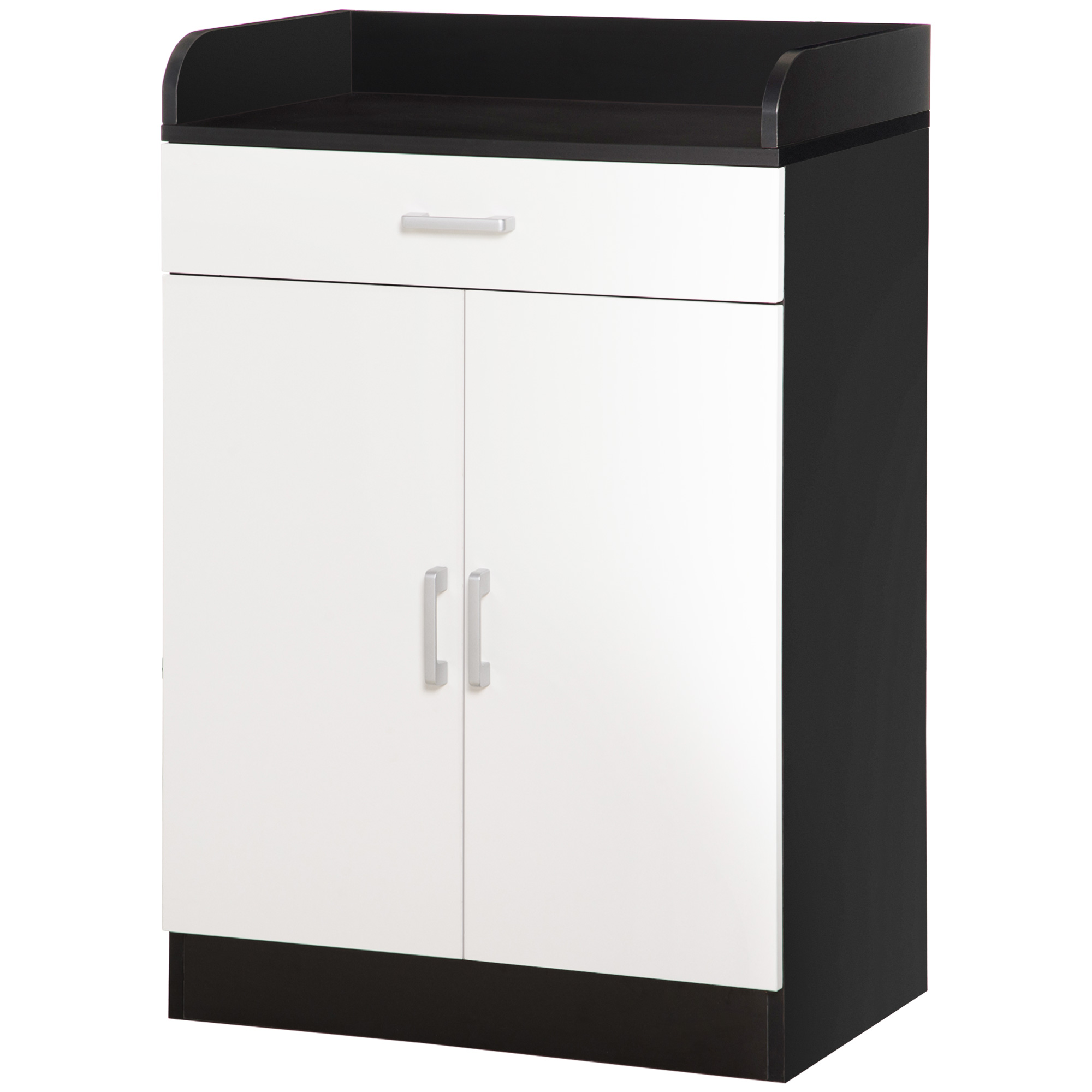 HOMCOM Mobiler Schrank aus Holz mit verstellbarem Regal, platzsparender Küchenschrank, Wohnzimmer und Diele, aus MDF-Holz, 60x40x90cm, Weiß und Schwarz