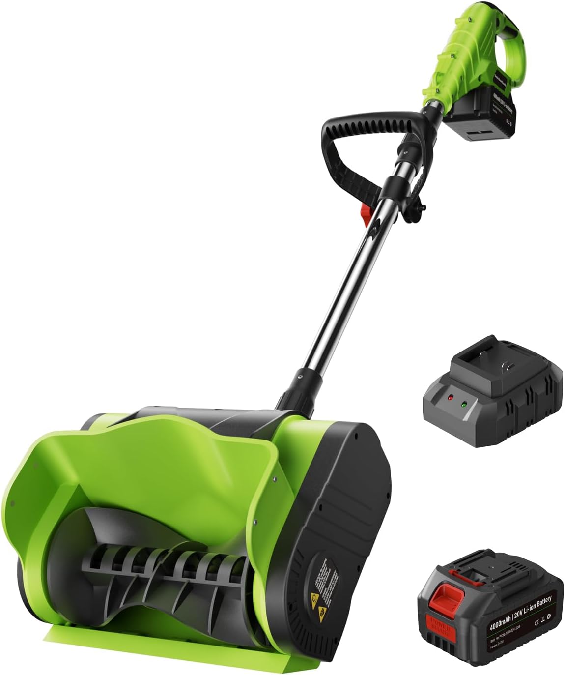 Electric Snow Shovel Cordless，20V | 12-Inch | 4-Ah Cordless Snow Blower  Battery Snow Blower with Directional Plate & Adjustable Front Handle(Battery & Quick Charger Included