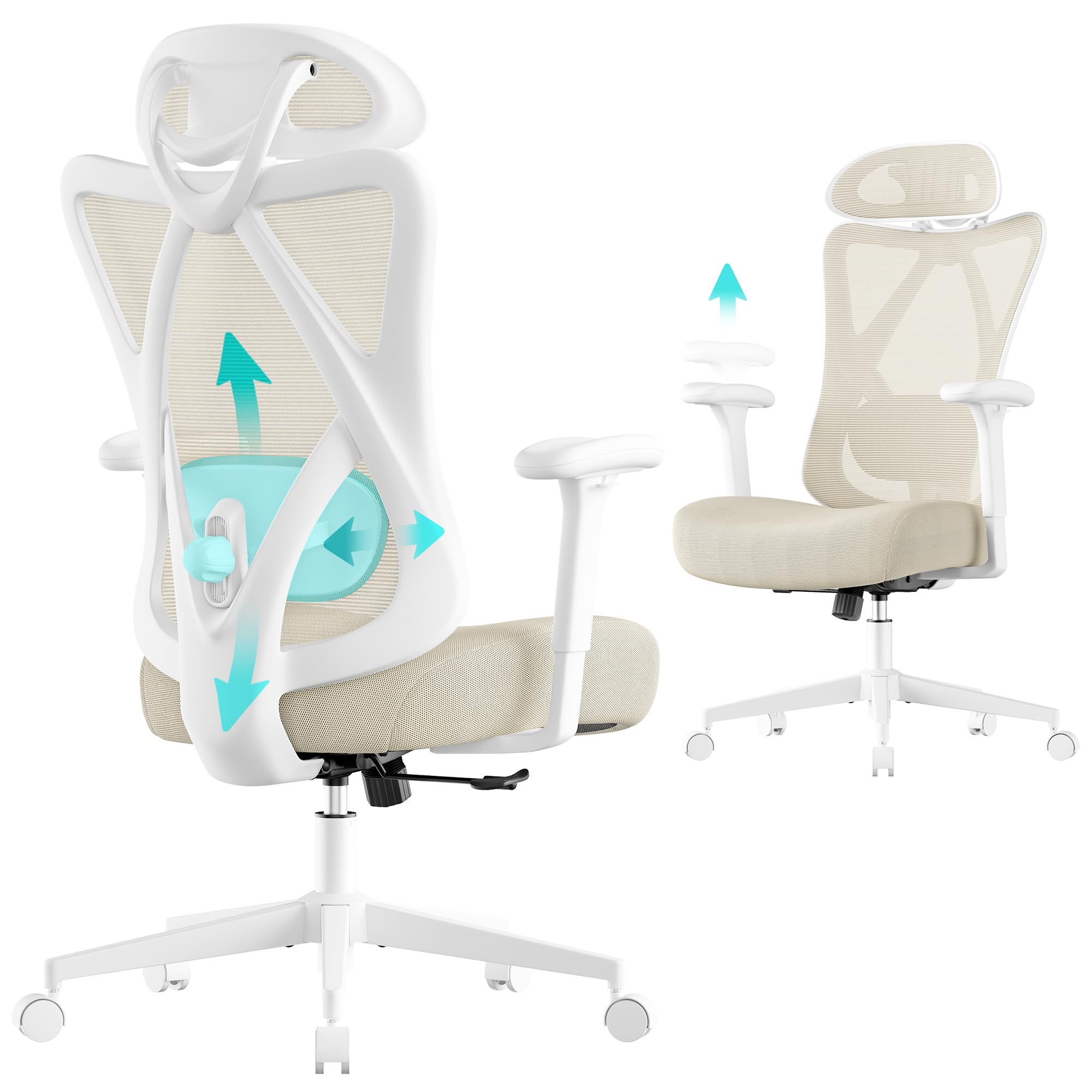 SONGMICS Ergonomischer Bürostuhl mit klappbaren Armlehnen und höhenverstellbarem Sitz