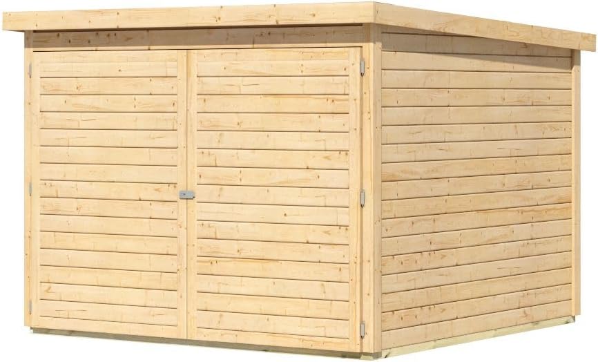 Karibu Fahrradgarage aus nordischer Fichte für 4 Fahrräder – Wetterfest, 4,6 m² Grundfläche, in Natur oder terragrau optional mit Solaranlage (naturbelassen)