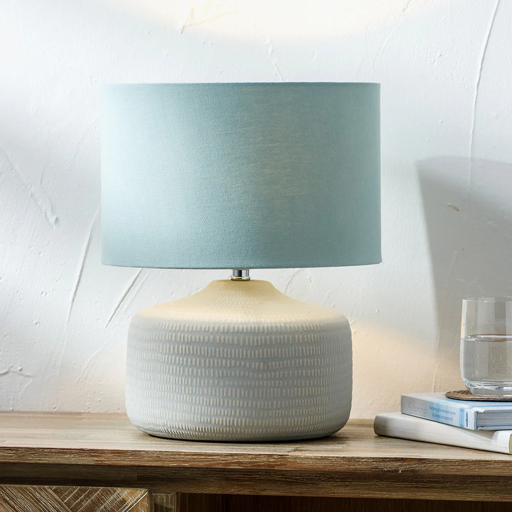 Duck Egg Textured Ceramic Table Lamp and Shade