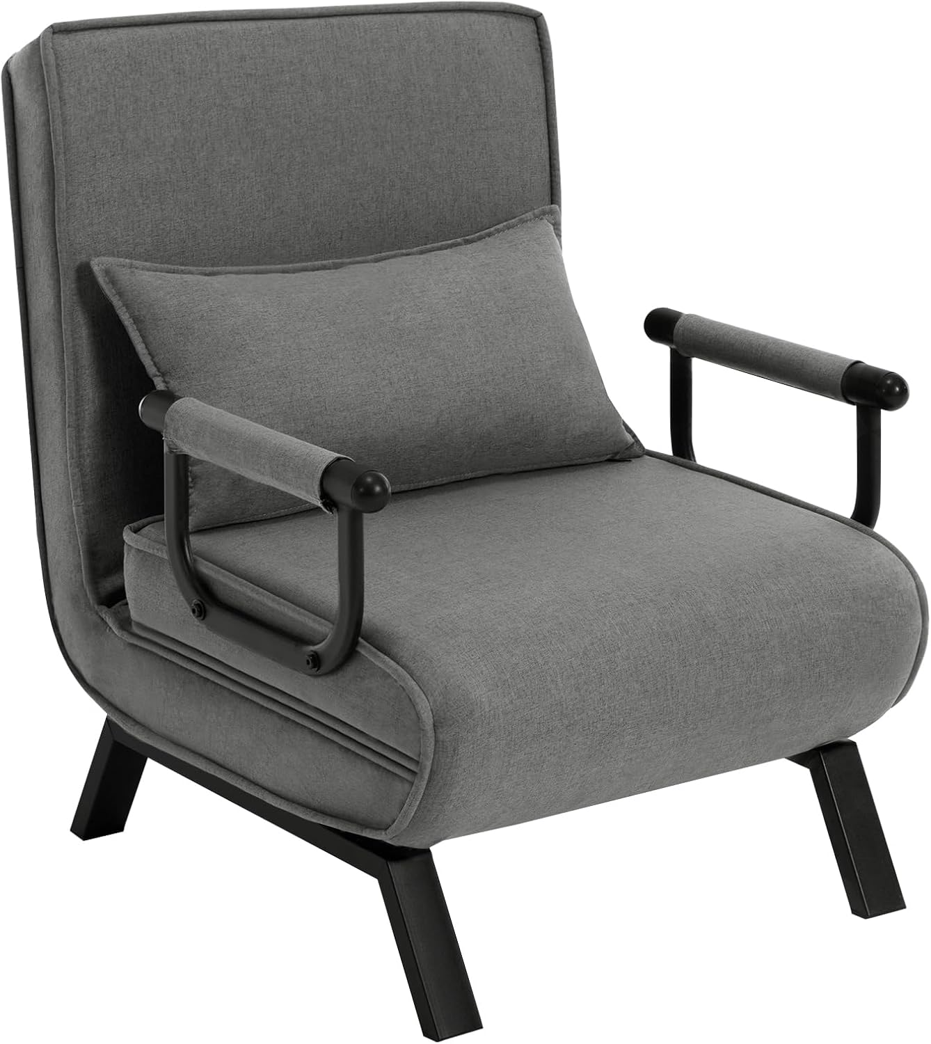 WOLTU Schlafsessel 3 in 1 mit bettfunktion, Gästebettfür, Schlafsofa mit Bettfunktion, Verstellbarer Rückenlehne, Wohnzimmer, Schlafzimmer, Balkon, Metallrahmen Leinen, 65 x 75 x 78cm, Dunkelgrau