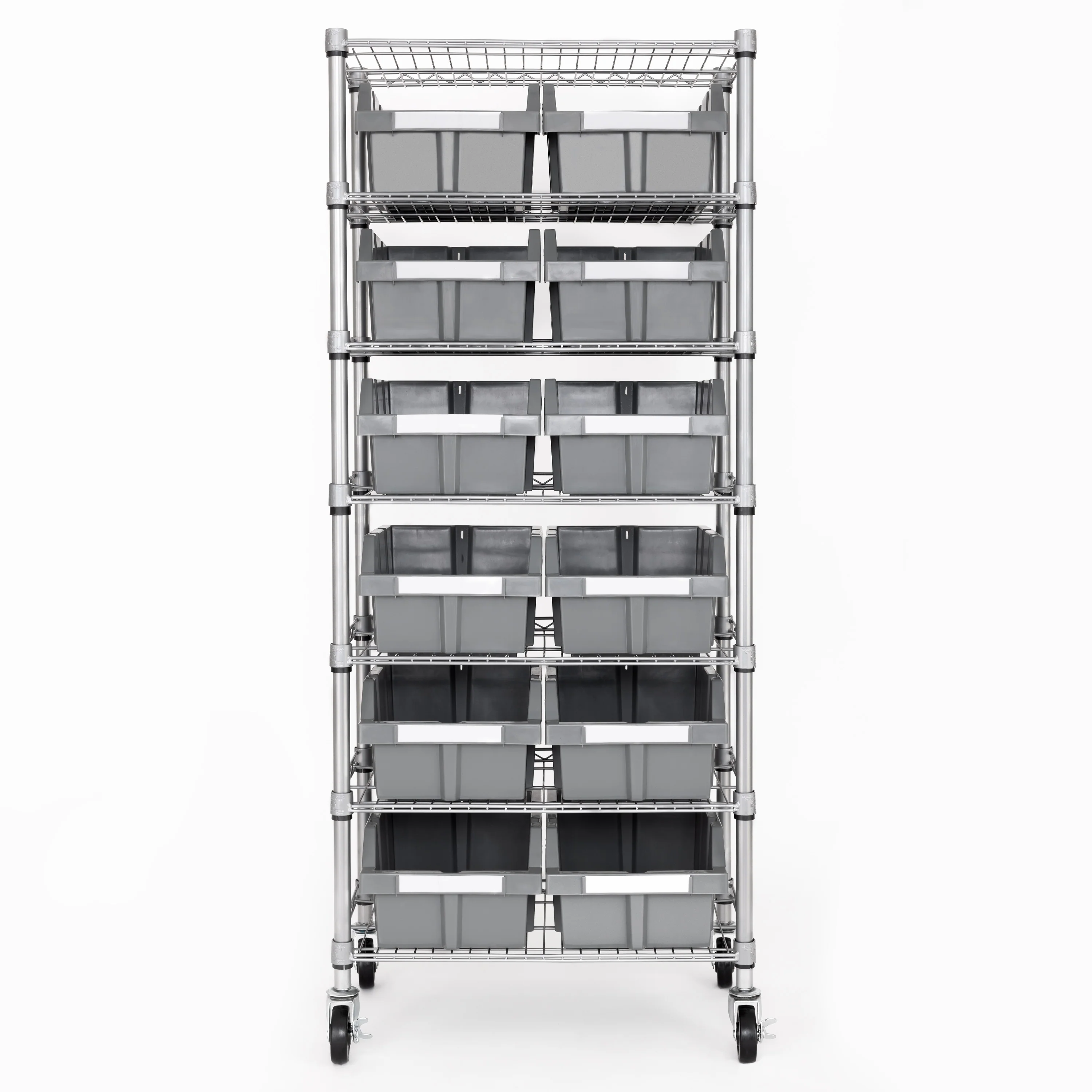 Scaffale NSF a 7 livelli con 12 contenitori