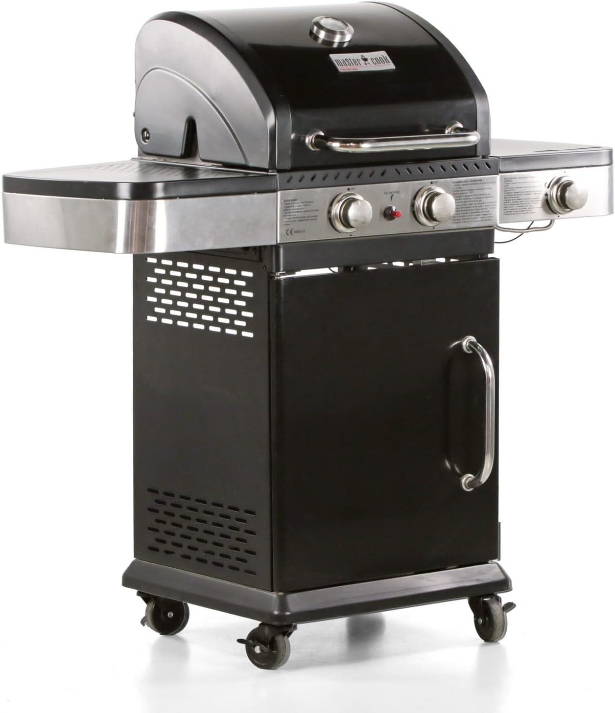 Brigros - Barbecue a gas DALLAS con rotelle potente e pratico, comodo da spostare, sistema di pulizia facile (3 fuochi)