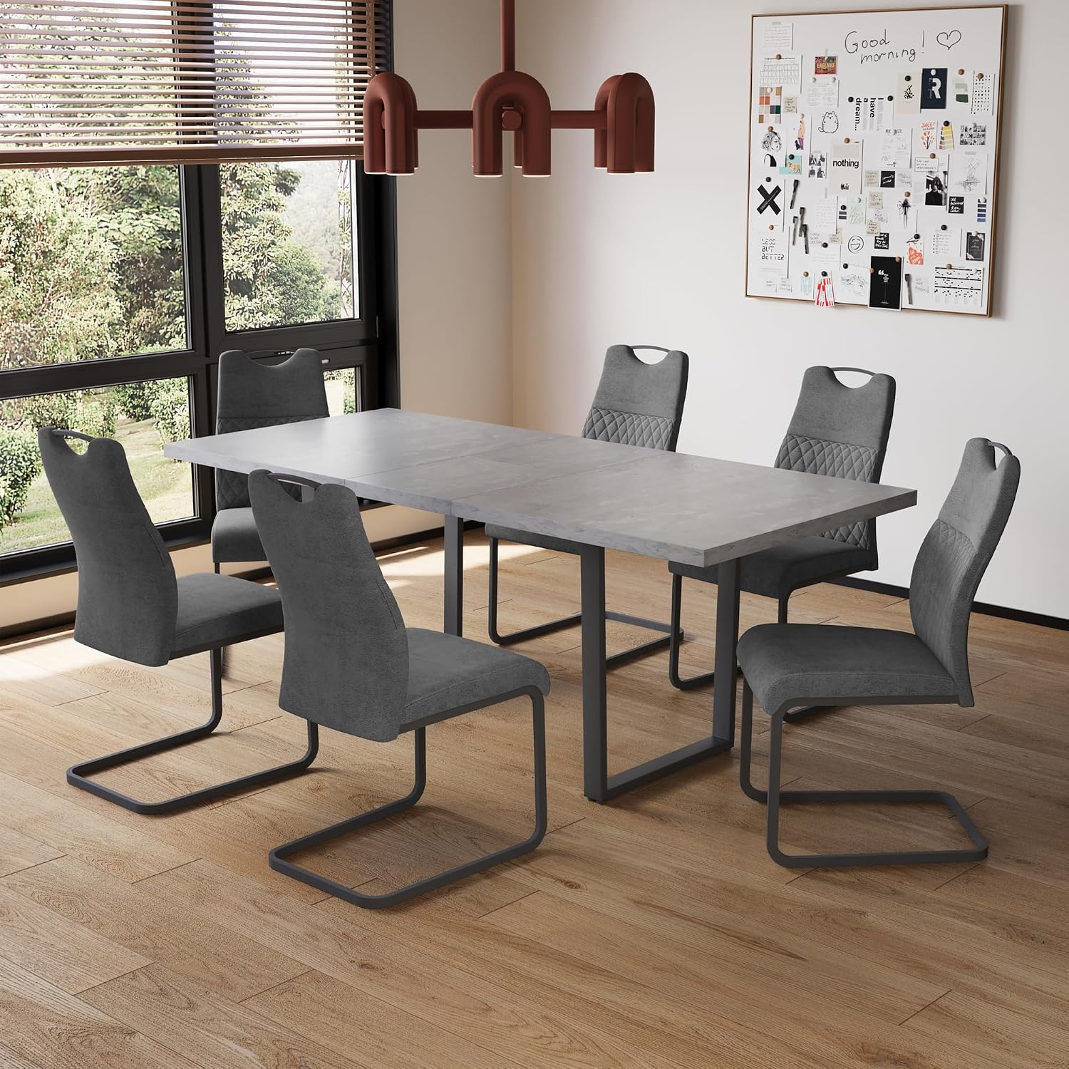 JIEXI Esstisch, Braun, Mit 4-8 Stühlen Set, Esszimmertisch Ausziehbar, Tisch Esszimmer, Essgruppe Mit 4-8 Stühle