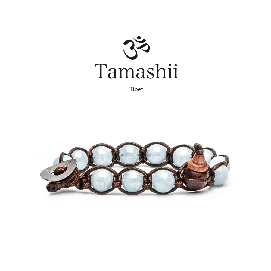 Bracciale Tamashii a un giro da 8mm in acquamarina BHS900-255