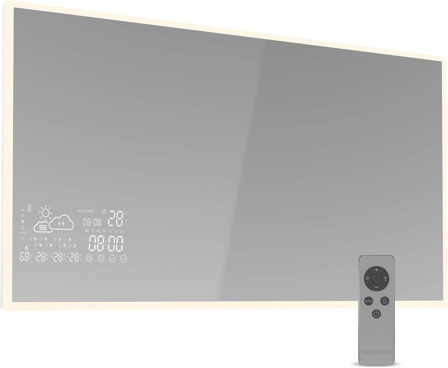 blumfeldt Wandspiegel, 120 x 60 x 2,2 cm (LxBxT), Gewicht: 14 kg., 600 W, Schwarz