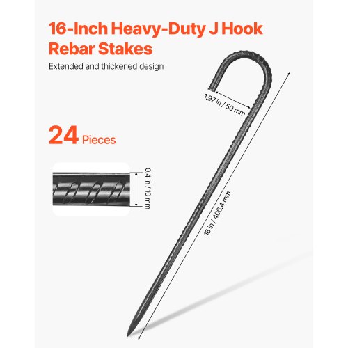 VEVOR 24er Pack J-Typ Bodenanker Erdanker Erdnägel Heringe Zeltheringe 406,4mm