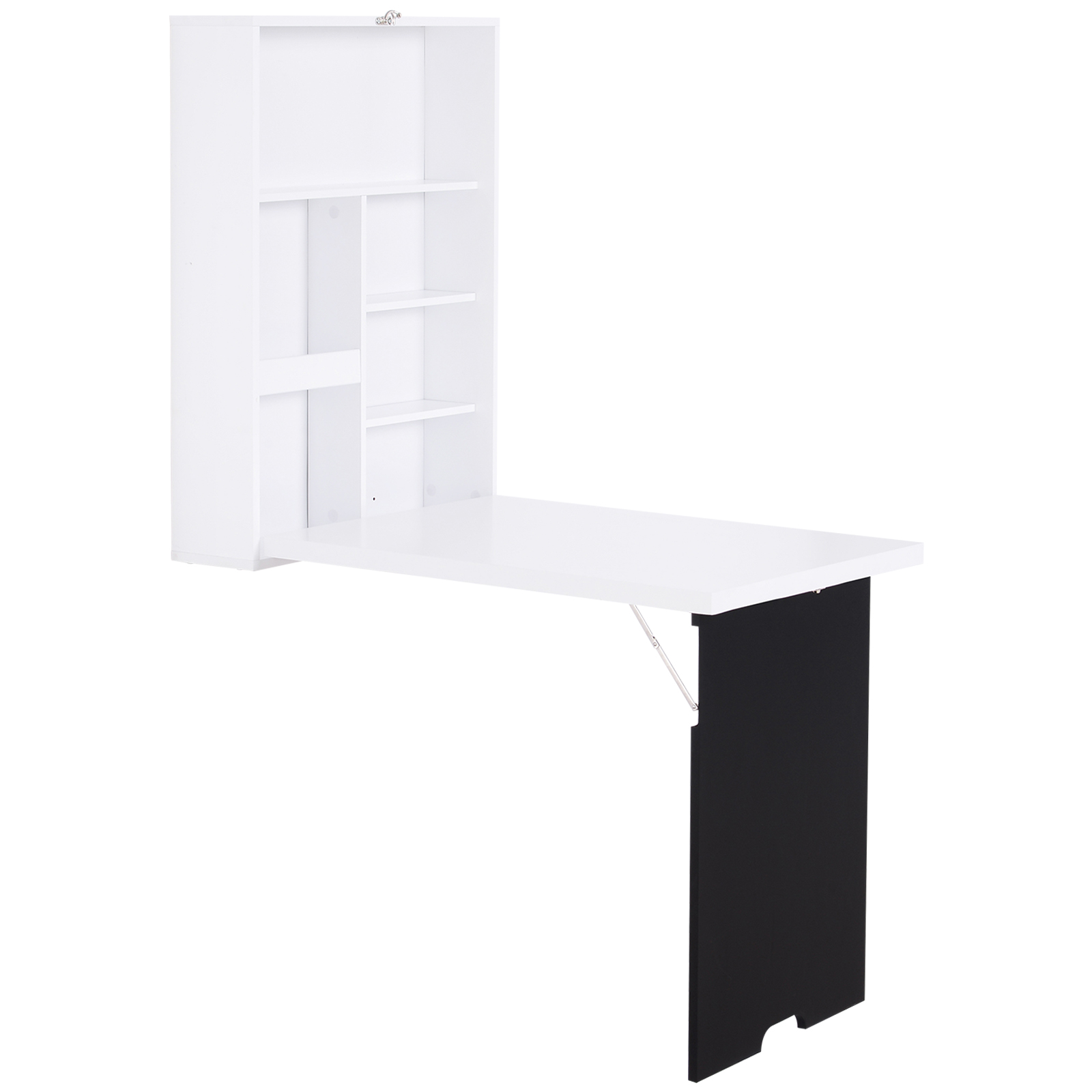 HOMCOM Wandtisch Wandklapptisch Klappschreibtisch mit Tafel Klappbarer Computertisch Esstisch MDF Schwarz+Weiß 60 x 94,5 x 147 cm
