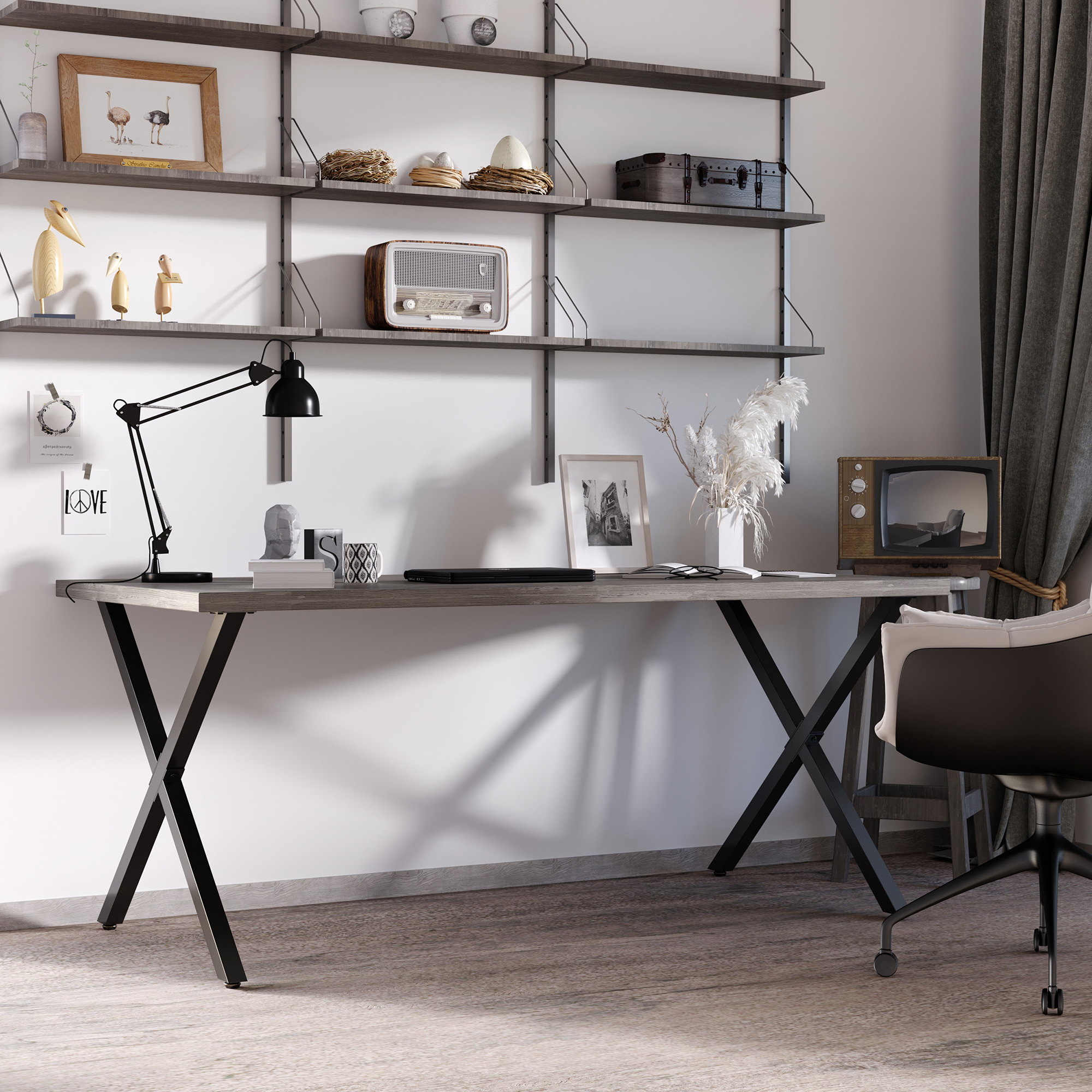 HOMCOM 2 Stück Stahl Tischbeine Tischfüße für Esstisch Schreibtisch Couchtisch Tischgestell in X-Form Schwarz 72cm