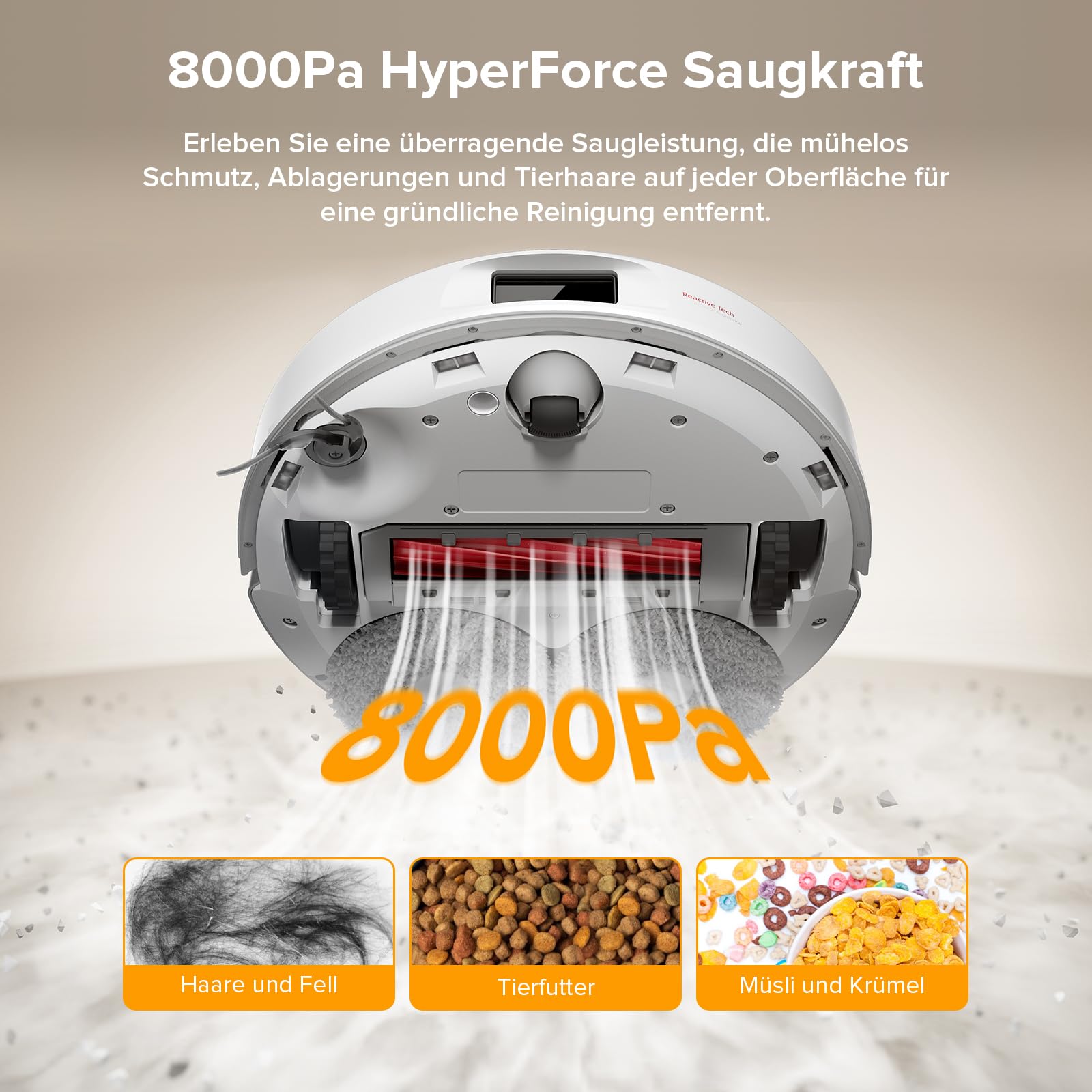 Saugroboter mit Wischfunktion QV 35A Set, 8.000 Pa Saugkraft und automatischer Absaugstation