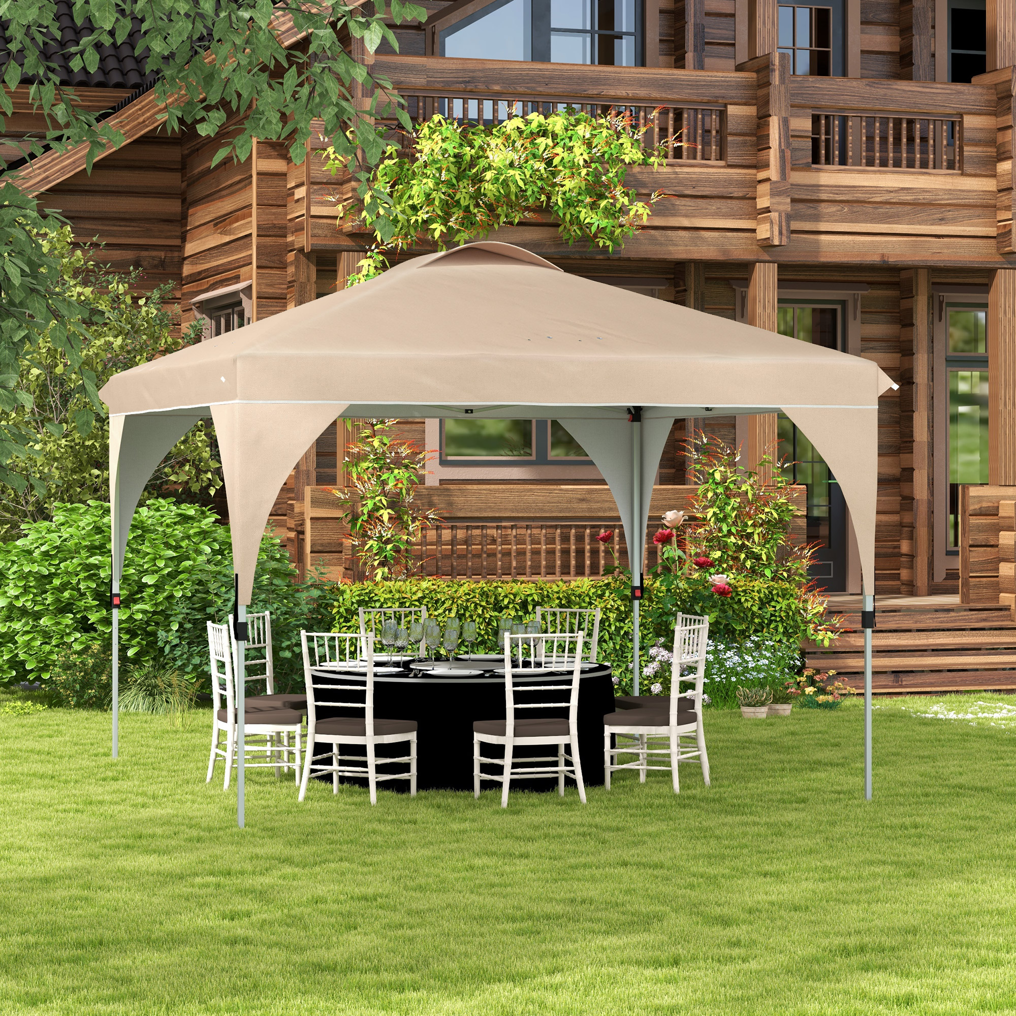 Outsunny Pavillon Gartenpavillon Pop-Up, faltbar 3 x 3 m mit Rolltasche, höhenverstellbar