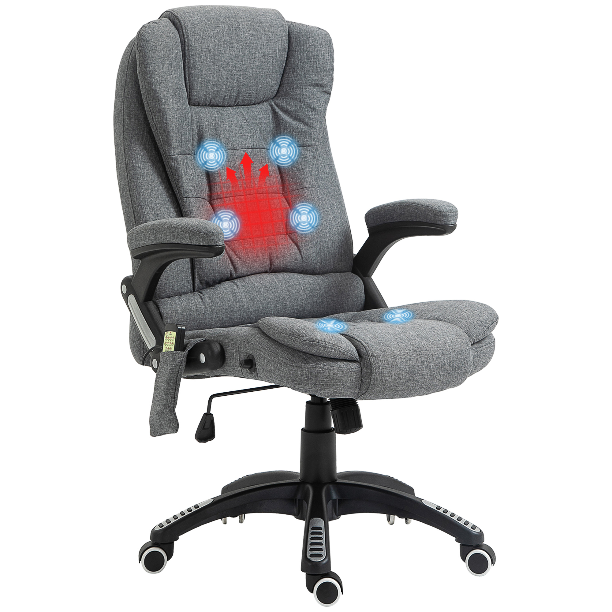 Vinsetto Bürostuhl  Massagesessel mit Wärmefunktion, Ergonomischer Chefsessel, Höhenverstellbarer Drehstuhl, Gamingstuhl mit Massage, Dunkelgrau, 68 x 72 x 110–120 cm