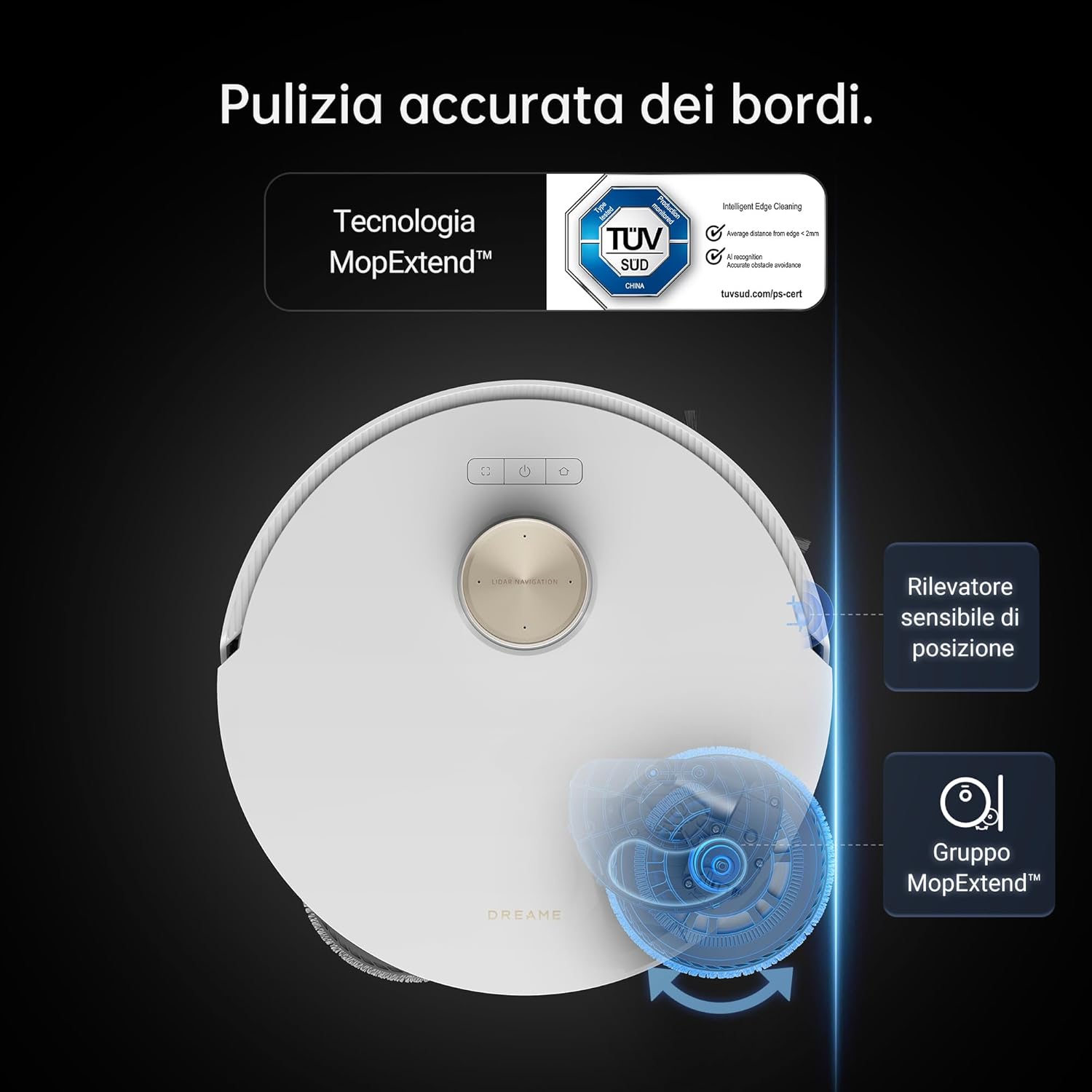 DREAME L20 Ultra Complete Robot Aspirapolvere Lavapavimenti con Tecnologia MopExtend, Rimozione e Sollevamento dei moci, 7000 Pa, Aspirapolvere Robot con Set di Accessori per Pavimenti e Tappeti