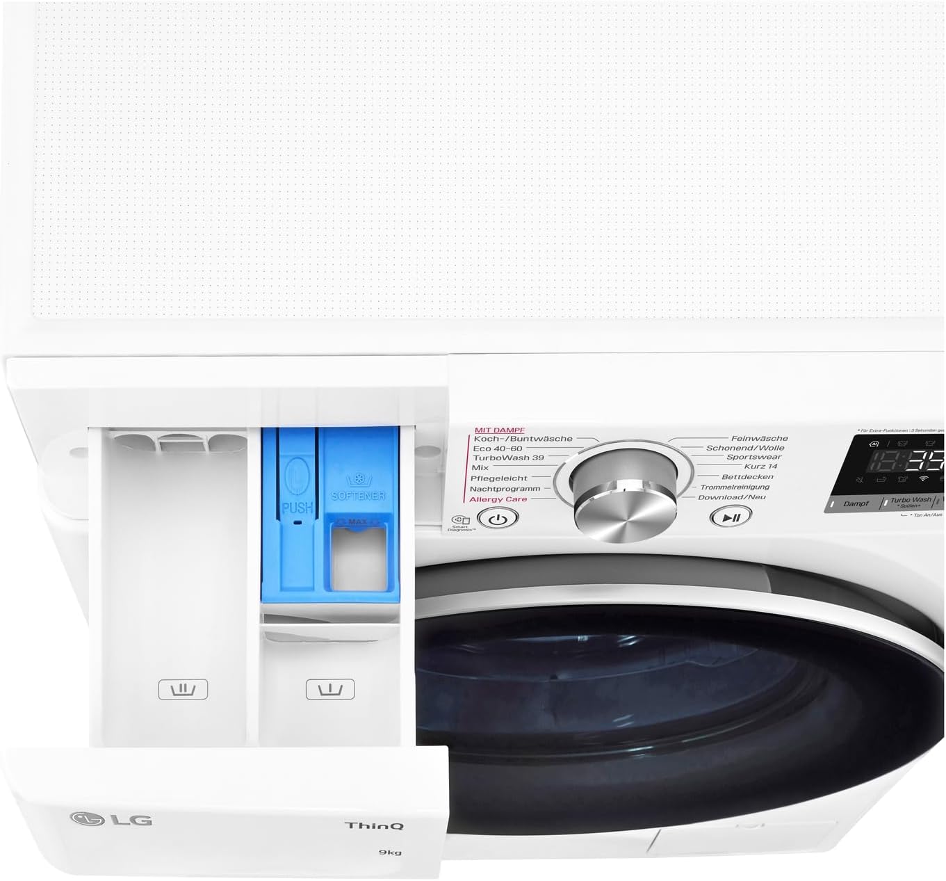 LG F4WV7080, Klasse A, Frontlader-Waschmaschine 8 kg, 1400 U/Min, AI Direct Drive, Wi-Fi, Tiefenreinigung mit Dampf, Große Kapazität, TRIPLE A, Außentür aus Sicherheitsglas, 62 x 60 x 85 cm ꟷ Weiß