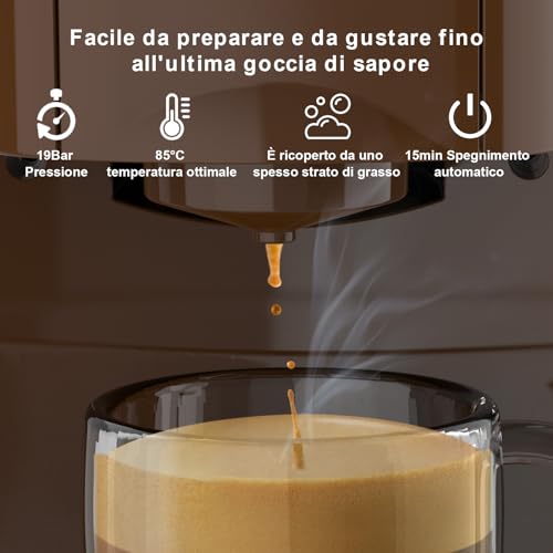 KOTLIE Macchina Da Caffè Capsule 4 in1,Per NES/DG/Caffè Macinato/ESE PadS(44mm),19Bar,800ML(AC 513K) : Amazon.it: Casa e cucina