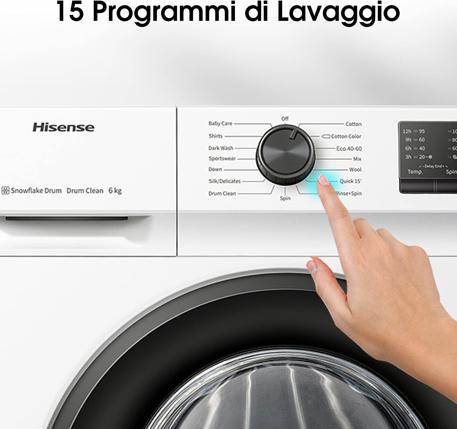 Hisense WFVB7012EM Front Load Washing Machine 7 kg 1200 rpm 15 Programs Steam LED Display Rapid Program Delay Start Child Lock