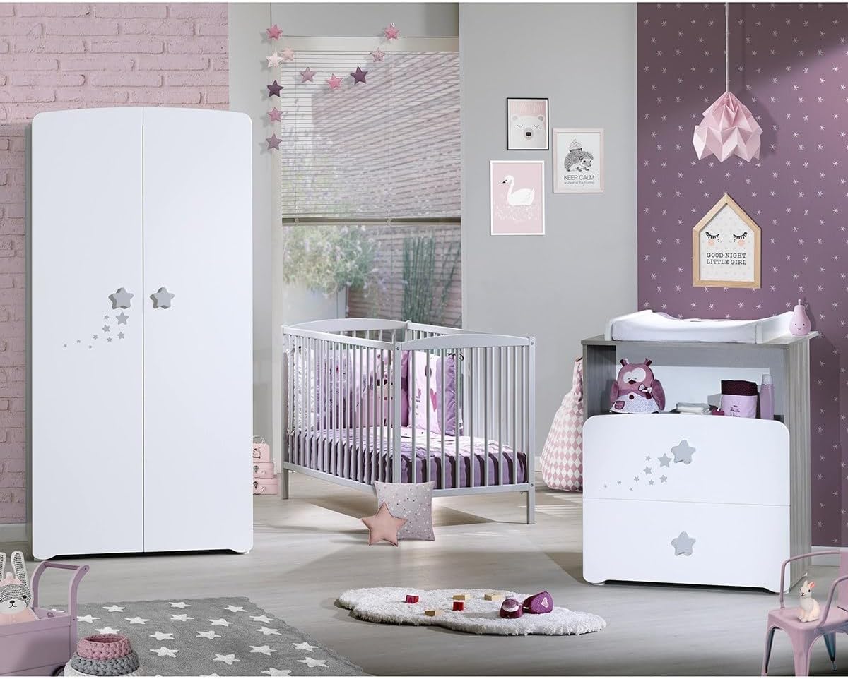 BabyPrice 2 Door Children's Wardrobe 175 x 85 x 56 cm, Wood, White