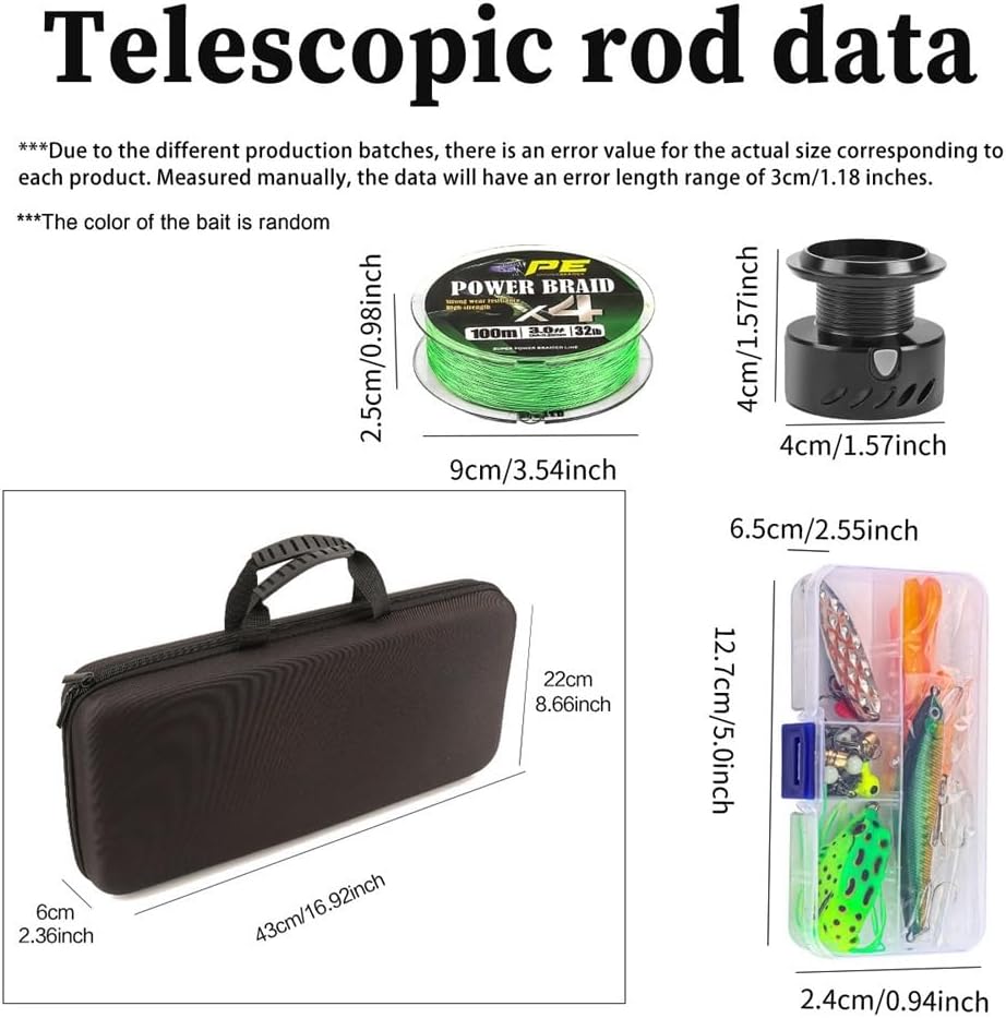 Angelrute, Carbon Fiber Teleskop Angelrute Combo WeitwurfAngelausrüstung Angelausrüstung