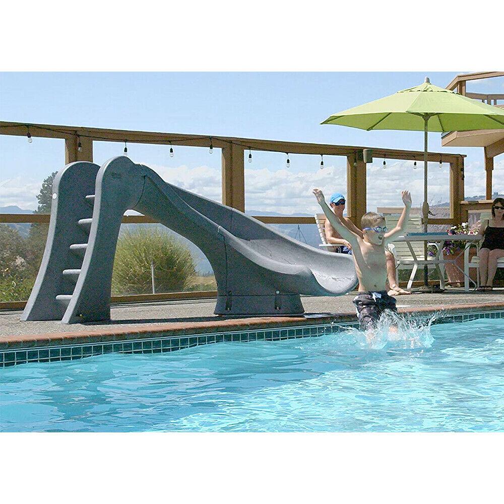 Cyclone Right Curve Swimming Pool Slide, Gray Granite