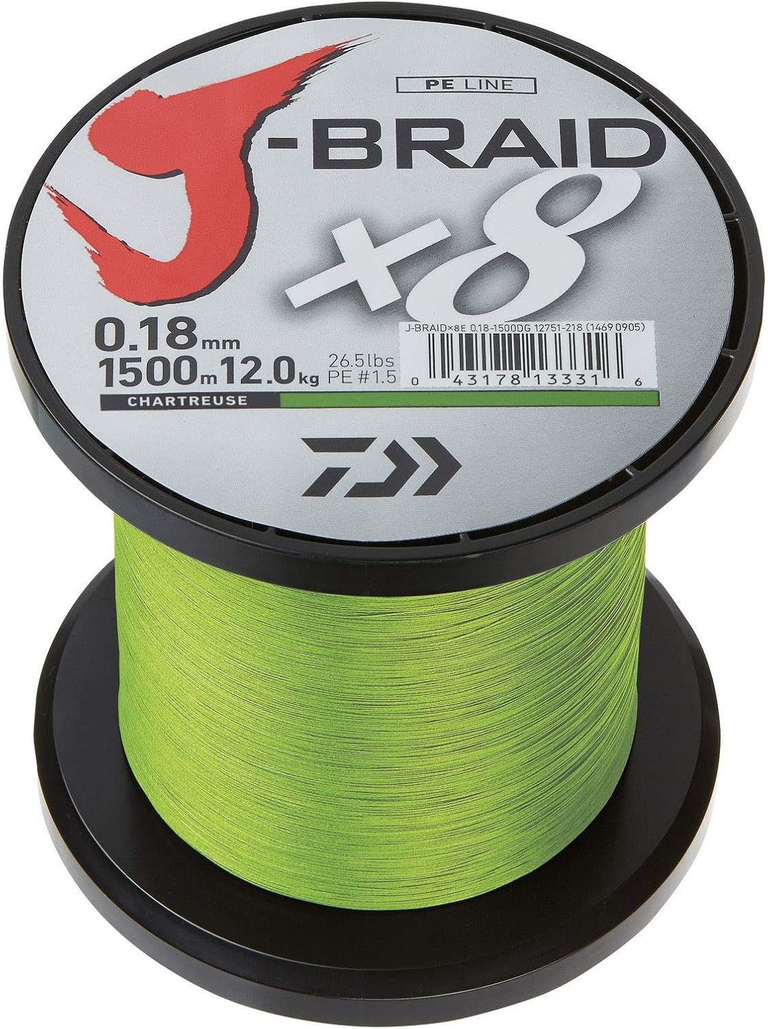DAIWA J-Braid X8 3000m 0 18mm 12/26 46lbs Chartreuse Geflochtene Angelschnur 12750-318