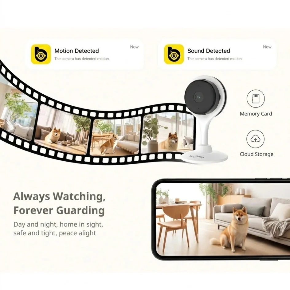 Smart Indoor Pet Camera | 2K Resolution with Night Vision & Two-Way Audio | Ideal Dog & Cat Monitor