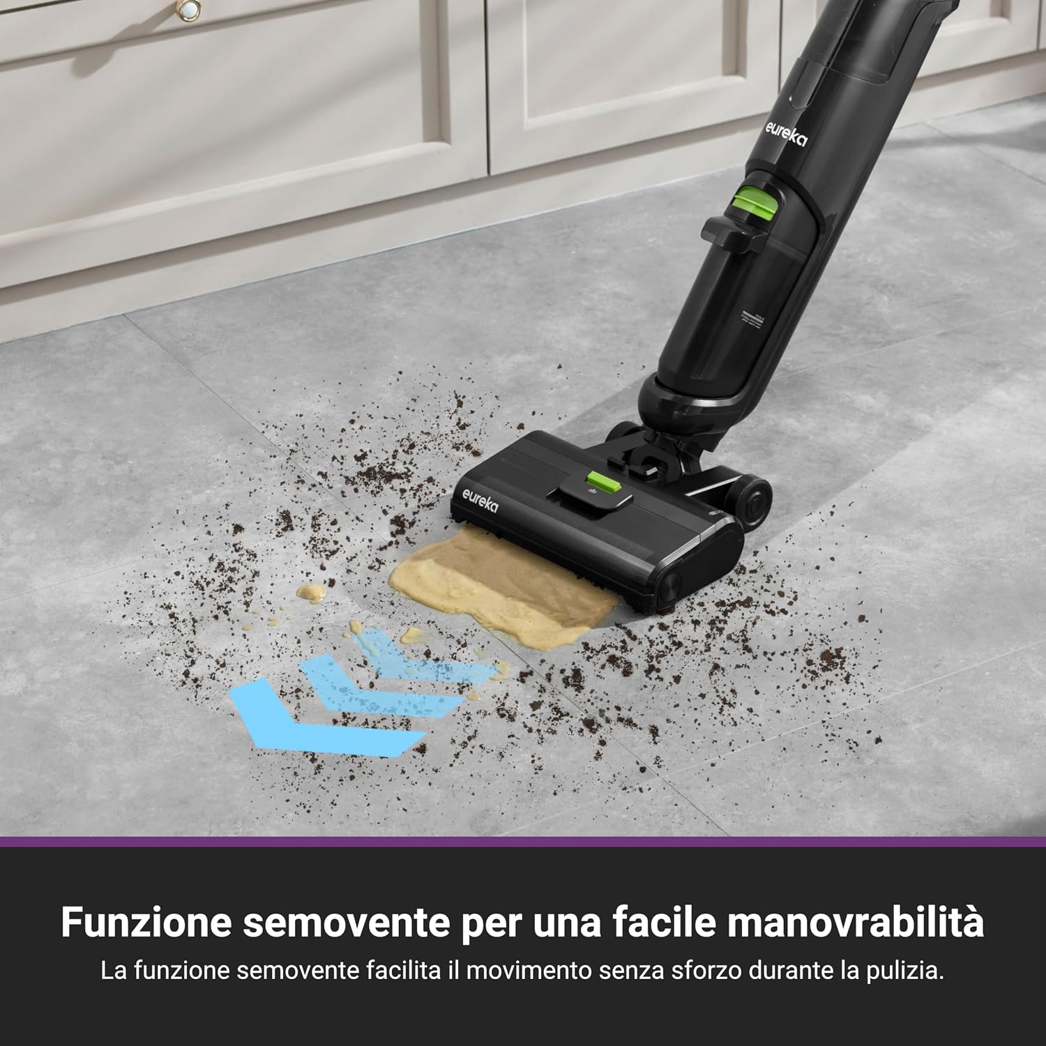 EUREKA NEW400 Lavapavimenti Senza Fili, Aspira e Lava in un Passaggio, 3,95kg Ultraleggero, Autopropulsione, 600ml+400ml Doppio Serbatoio, Batteria 2500mAh×6, Pavimento Asciutto 90%