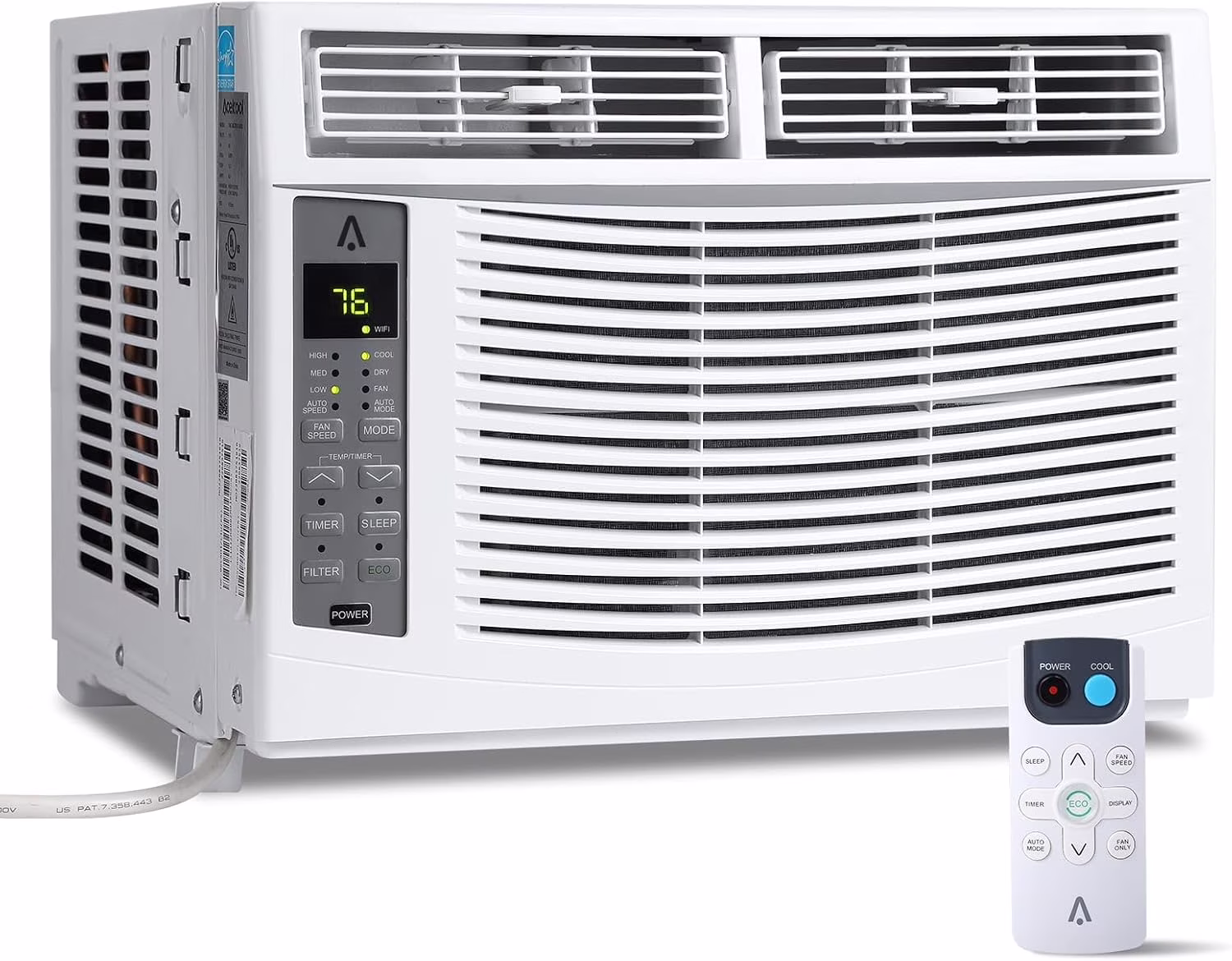 GAOMON Smart 6000 BTU Window Air Conditioner �C WiFi-Enabled AC with Remote & App Control, Timer, Sleep Mode, Easy Install Kit, Cools Rooms Up to 350 Sq. Ft, 115V, White