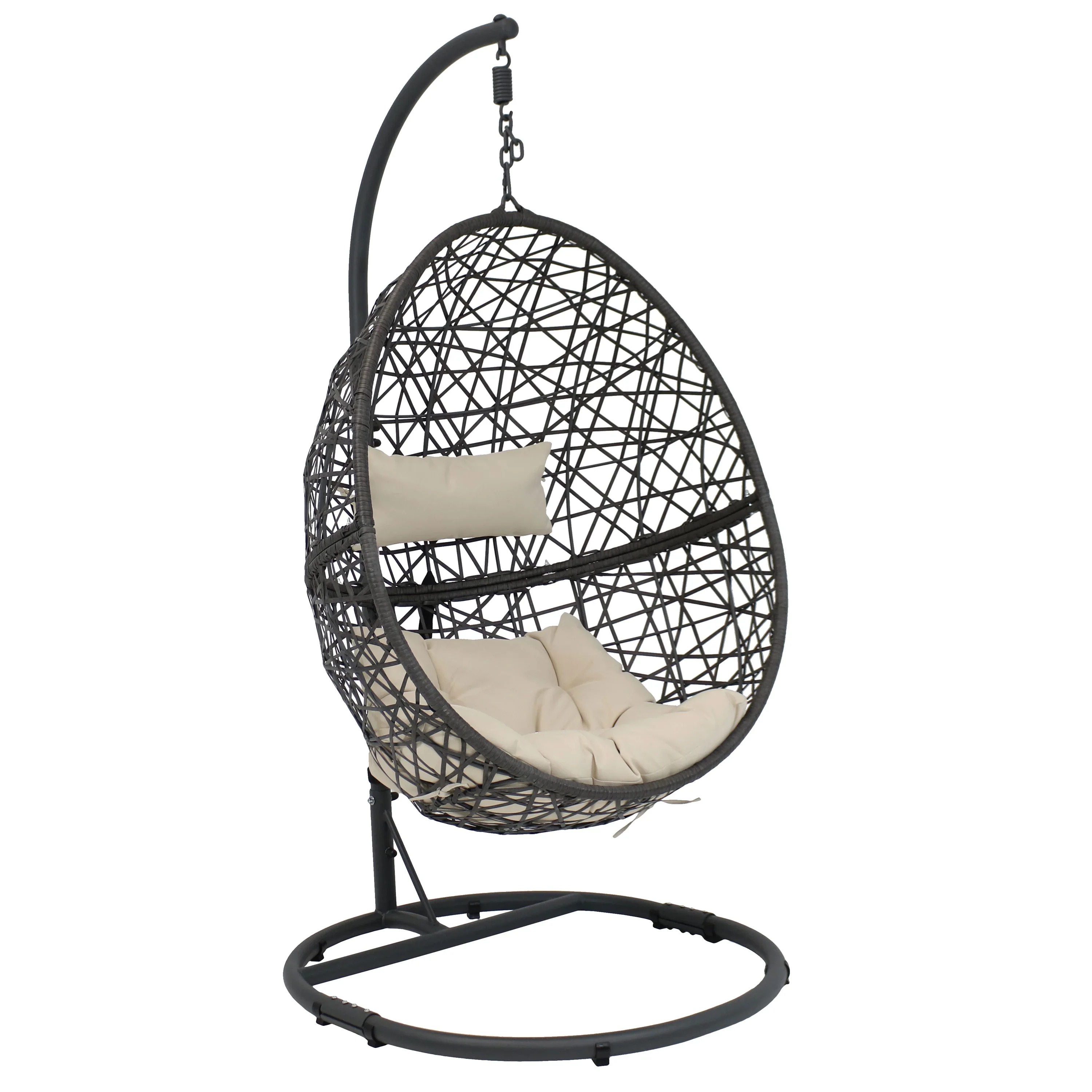 2025 Silla Colgante Sunnydaze Caroline en Forma de Huevo con Estructura de Acero y Cojín