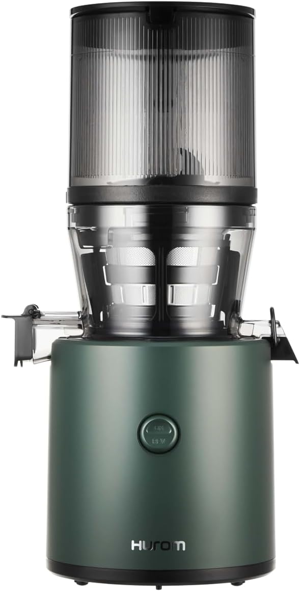 HUROM | Entsafter Gemüse und Obst | Slow Juicer | H320N | Elektrische Kaltpresse | Ruhiger Motor | Leicht zu Reinigen | mit groem Behlter und Siebfilter 2L | 200 Watt | BPA Frei | Schwarz