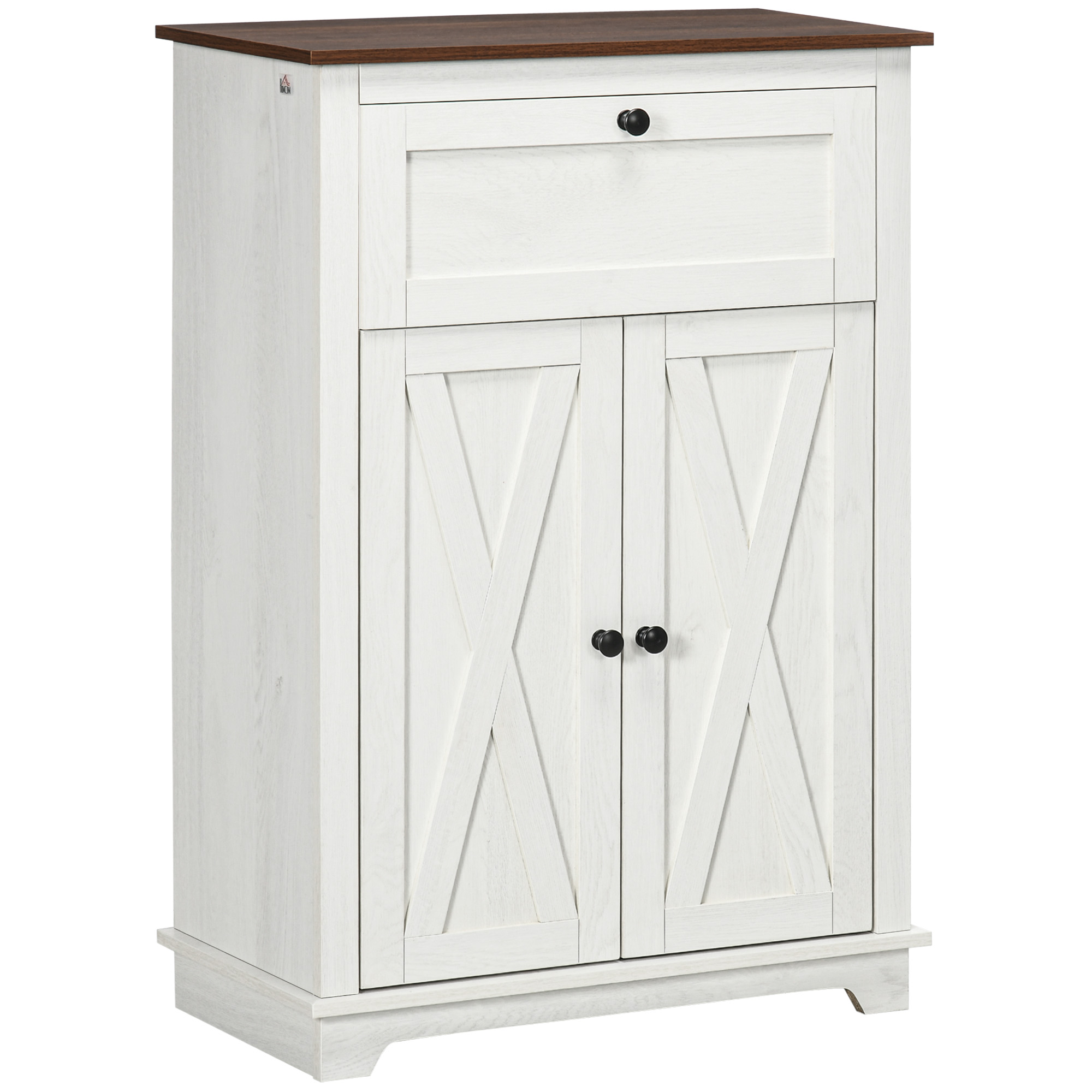 HOMCOM Aufbewahrungsschrank Buffet mit 2 Türen, höhenverstellbarem Regal und 1 Schublade, Maße 60B x 30T x 87,5H cm