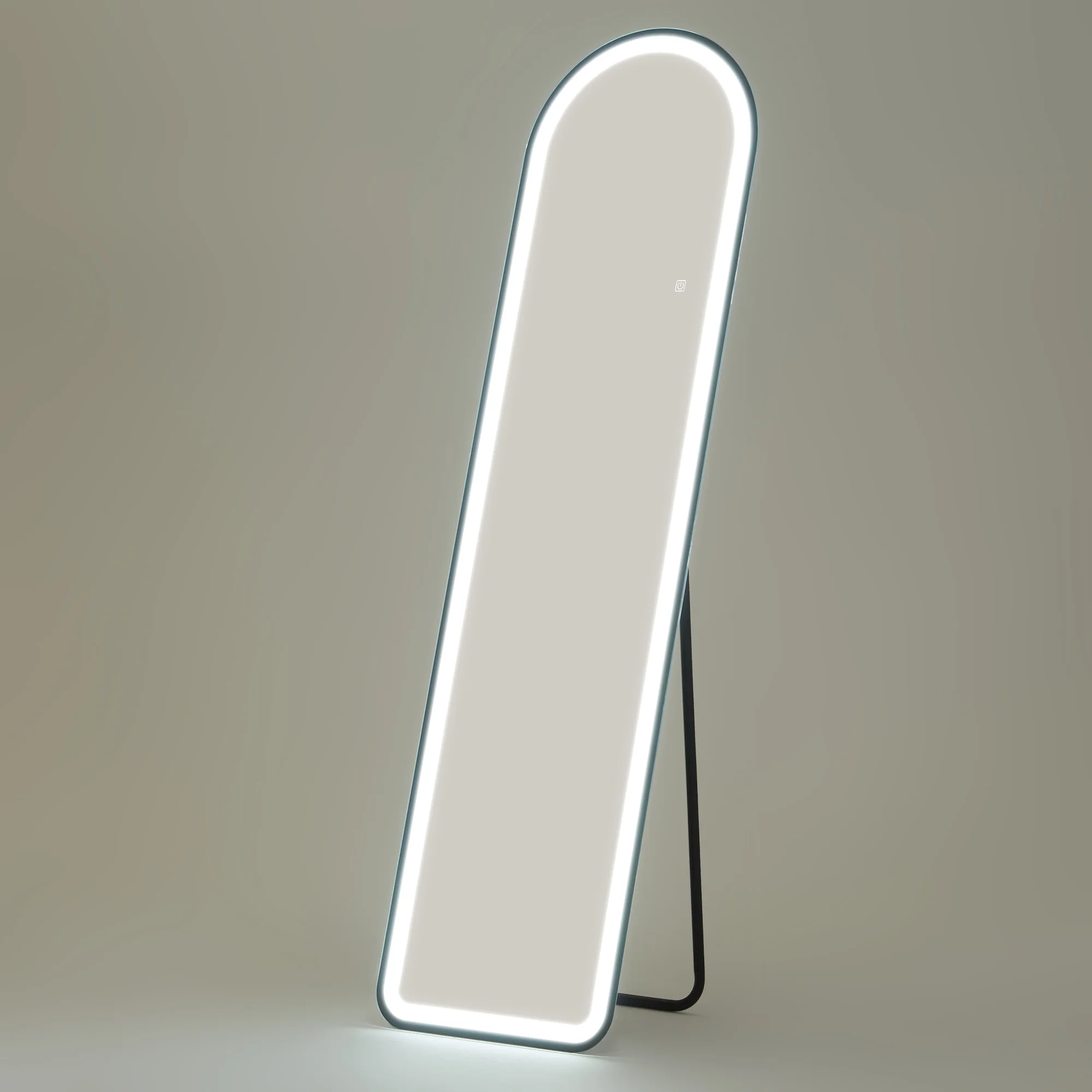 HOMCOM Standspiegel LED Touch Ganzkörperspiegel 3-in-1 Bogenform