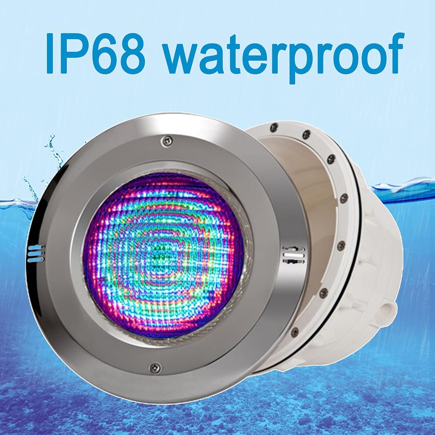 LED-Poollampe, Par56 Vertiefte Unterwasserbeleuchtung, Oberfläche Aus Edelstahl 12V Wasserdicht IP68 für Ober- und Unterirdisches Schwimmbecken(RGB + Fernbedienung,12W)