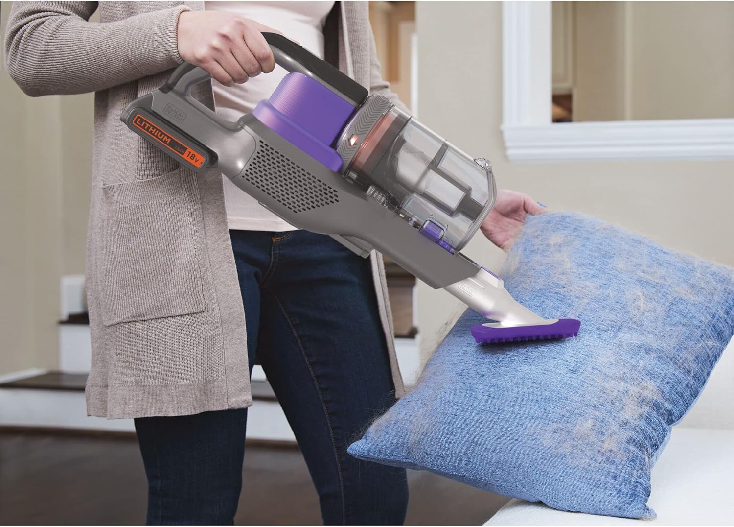 BLACK+DECKER, Aspirapolvere Senza Fili a Batteria Litio, Separabile, Portatile, Tecnologia Antigroviglio, Viola Metallizzato, BDPSE1815P-QW