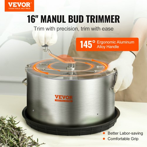 VEVOR 16" Erntemaschine Manuell Trimmer Knospen Trimmer 2 Arten von Trimmgittern zum Schneiden von nassen/trockenen Pflanzen Tumble Cutter Bowl Knospenblatt Trimmer Erntemaschine Grow