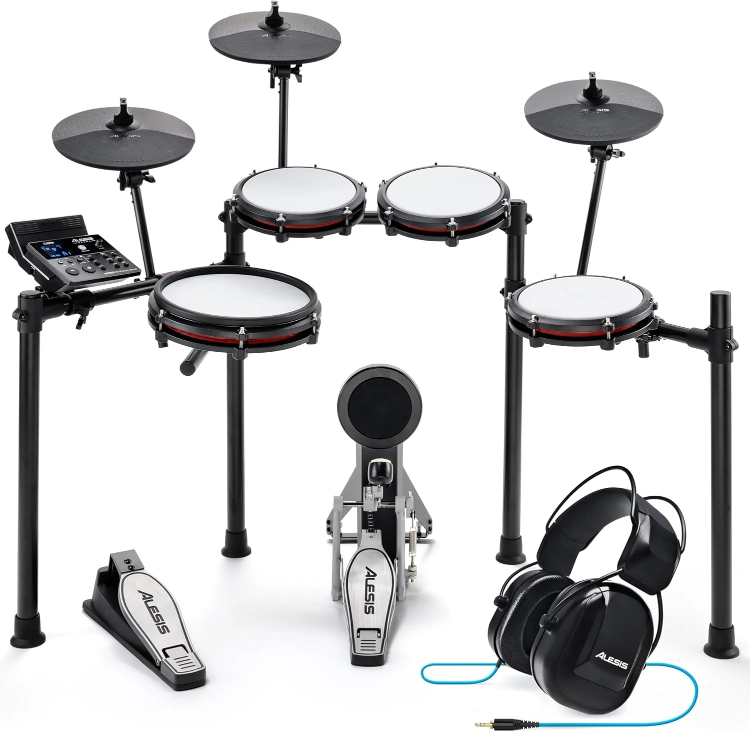 Alesis Nitro Max Kit Batería Electrónica con Parches Silenciosos de Malla, Caja de Doble Zona de 10