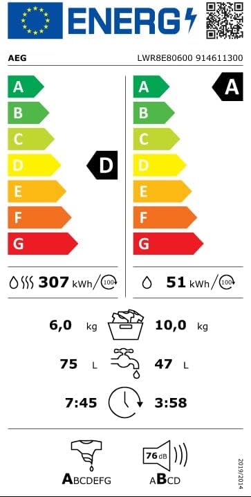 AEG L7WBA60680 Waschtrockner / DualSense - schonende Pflege / 8 kg Waschen / 5 kg Trocknen / D / energiesparend / Mengenautomatik / Nachlegefunktion / ProSteam - Auffrischfunktion / 1600 U/min