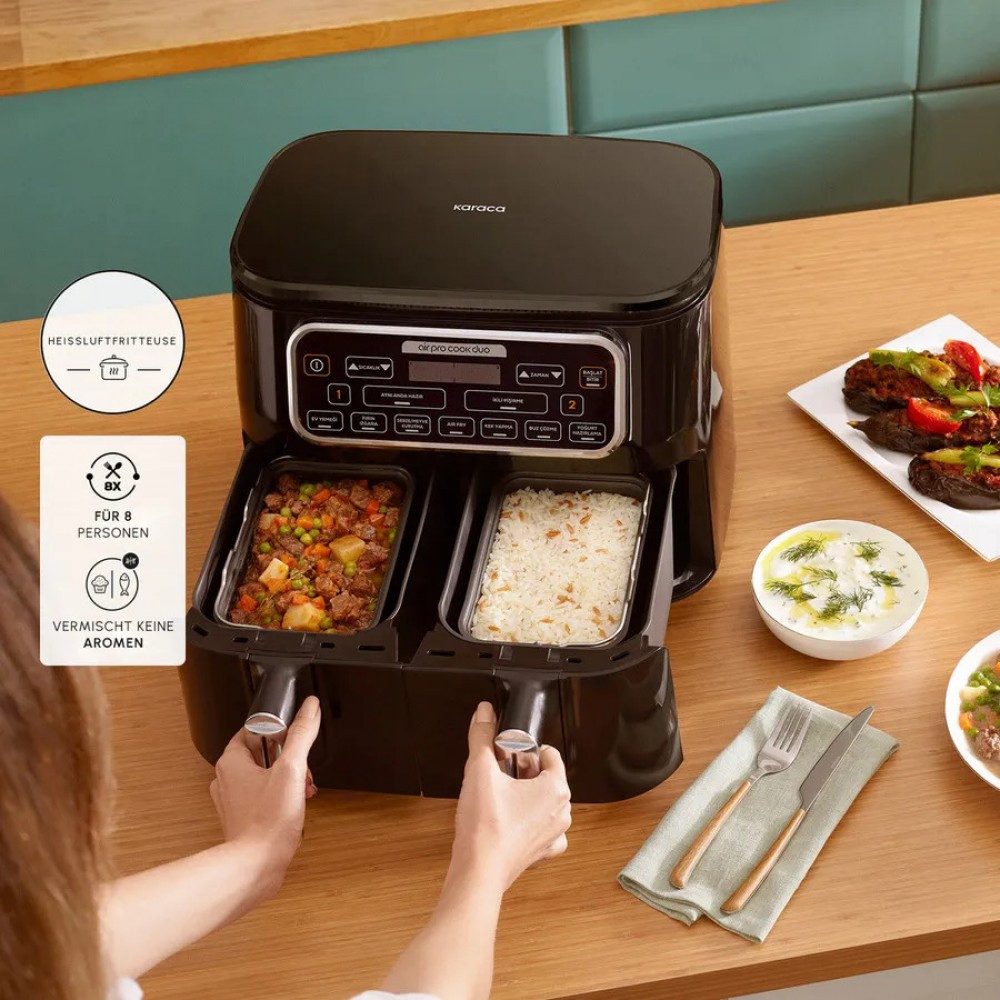 Heißluftfritteuse Air Cook Duo Hausmannskost XXXL 8 Liter Airfryer Heißluftfritteusen Fritteuse Starlight