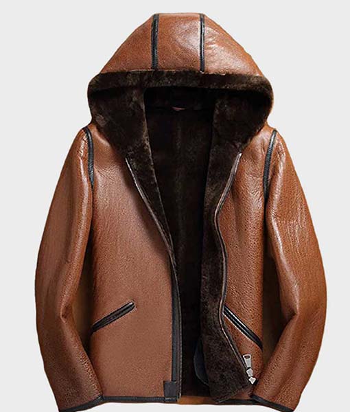 Mens Shearling Brown Sheepskin Leather Jacket