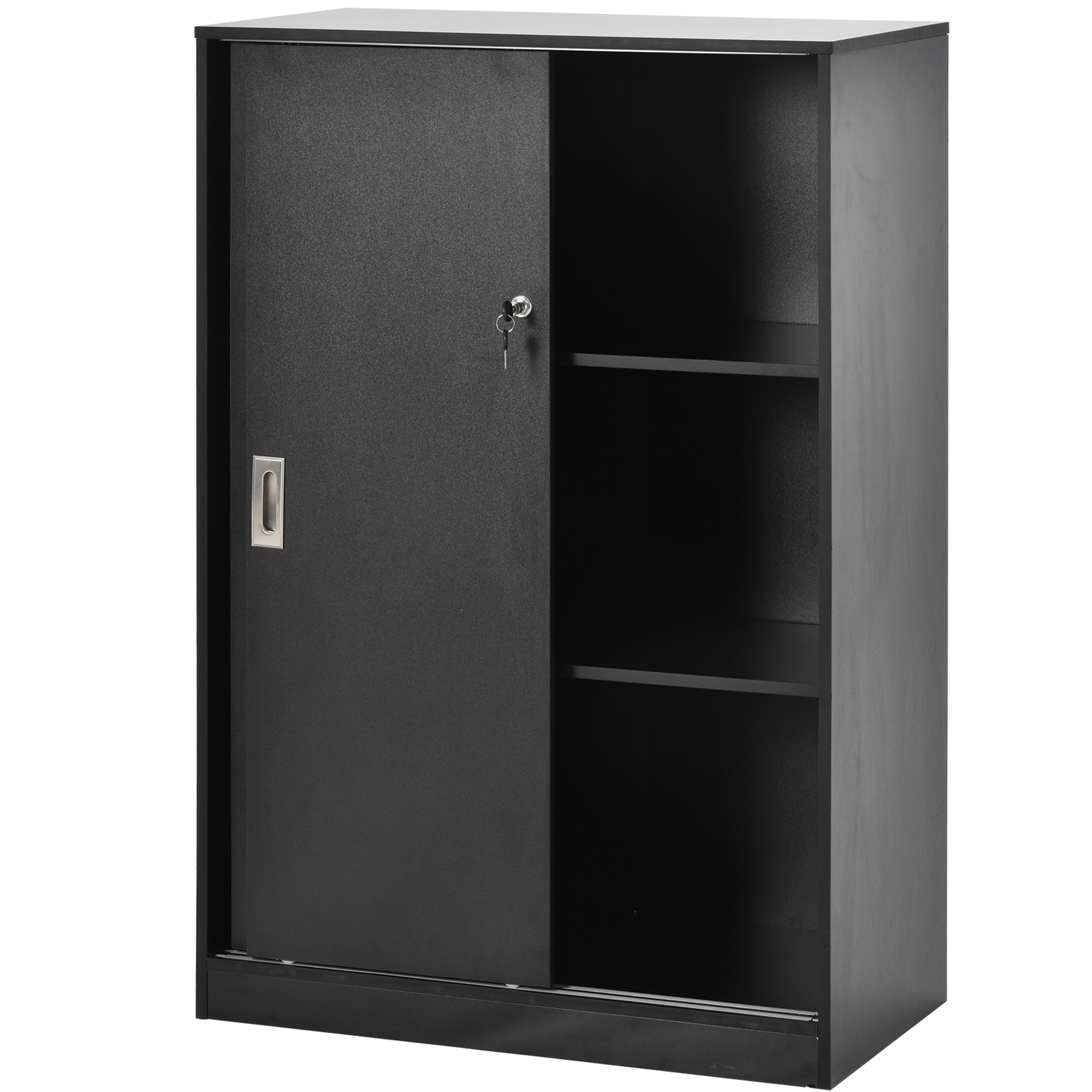 HOMCOM Aktenschrank mit verschließbarer Tür, inklusive 2 Schlüsseln, 80 cm x 40 cm x 120 cm, Schwarz