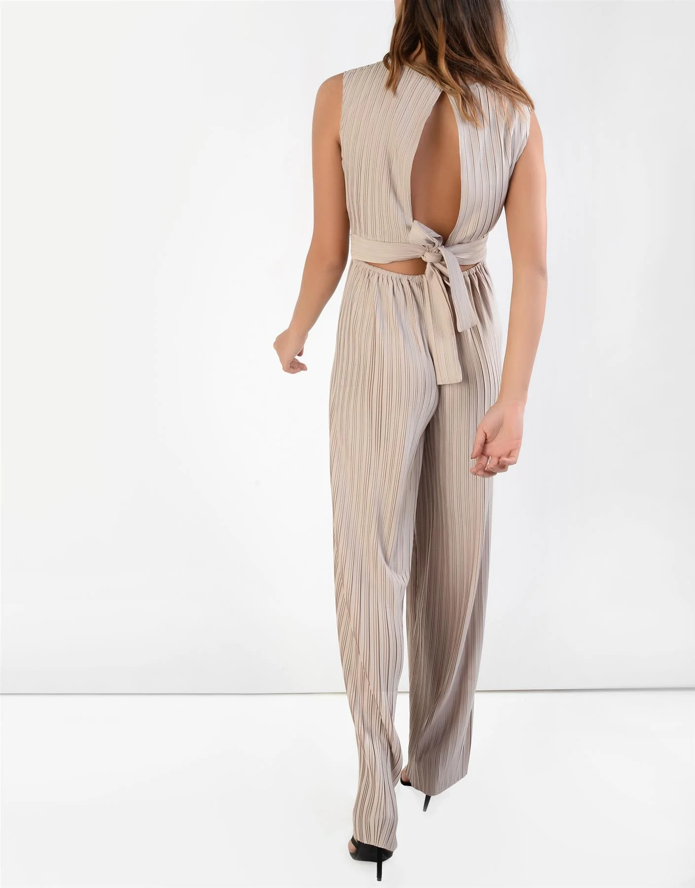 Antonella Stone Pleated Open Back Jumpsuit