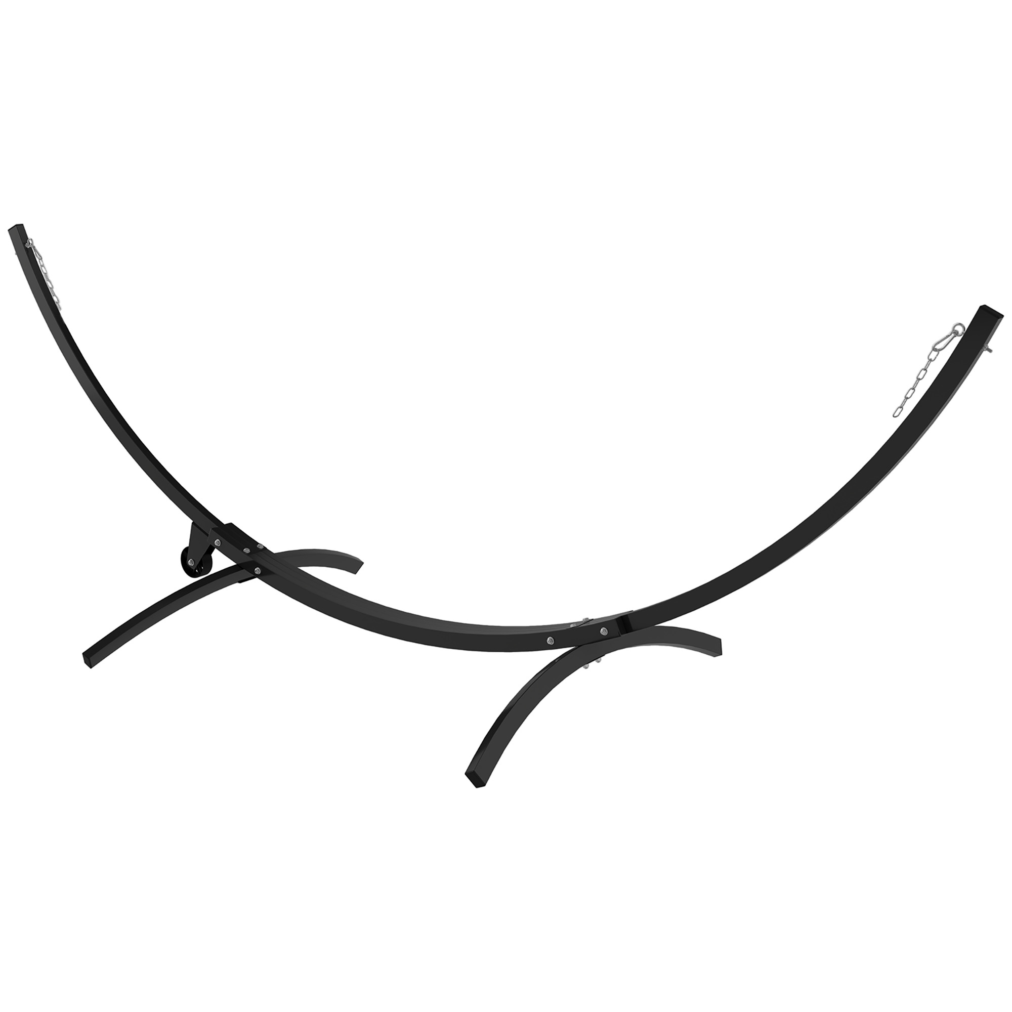Outsunny Hängemattengestell aus Metall mit Rädern, Hängemattenständer bis 150 kg belastbar mit Ketten Haken 337 x 118 x 118 cm schwarz