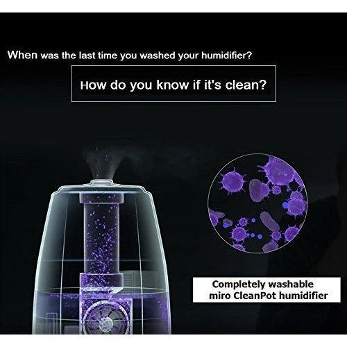 MIRO NR08M Completely Washable Modular Sanitary Humidifier, Large Room, Easy to Clean, Easy to Use, Luma Touch &ndash; Premium Cool Mist Humidifier. Touch Control Colorful LEDs, Powerful humidification