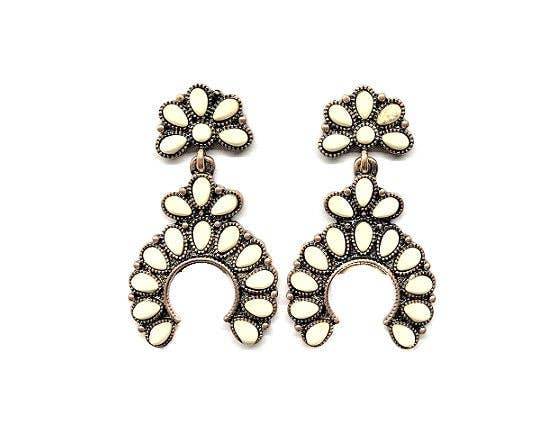 Western Squash Blossom Earrings: TURQUOISE
