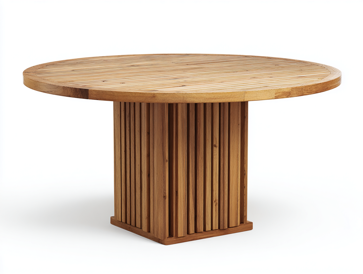 Gartentisch - Teakholz - 135 x 135 x 75 cm - Natur - Modernes Säulendesign