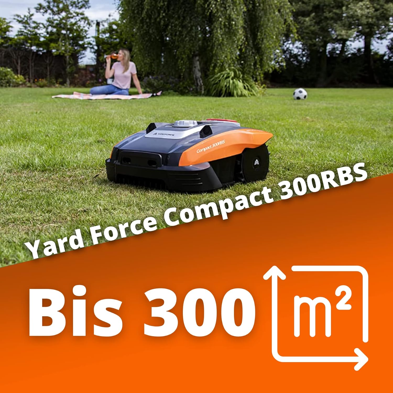 Yard Force Compact 300RBS Tosaerba Robotizzato Fino a 300 mq, Semovente con Sensore a Ultrasuoni iRadar, Controllo Bluetooth e App, Motore Brushless, Batteria Ricaricabile 20V, 2.0 Ah