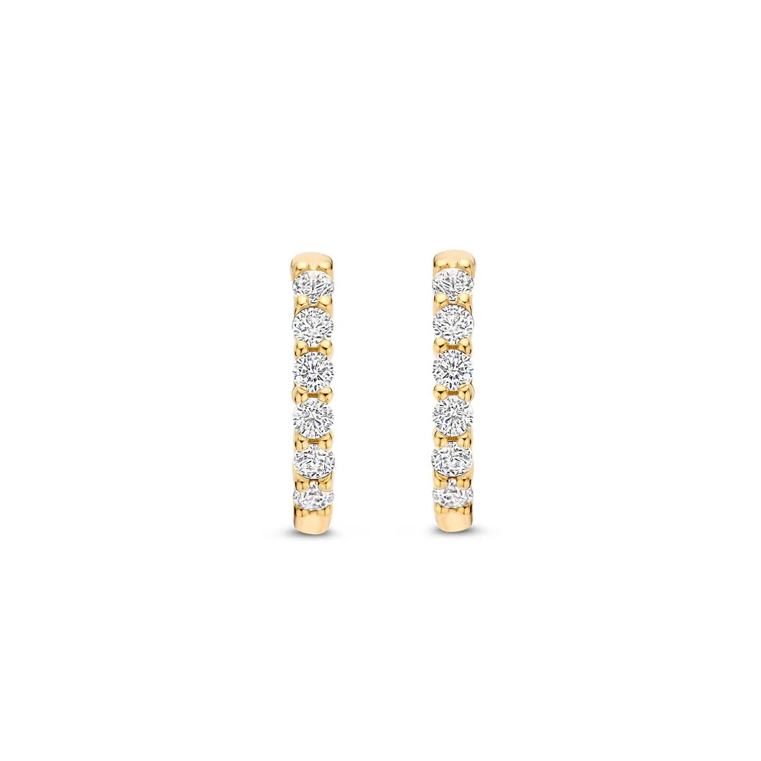 Orecchini Ti Sento Milano a cerchio 14 mm con zirconi dorato 7957ZY