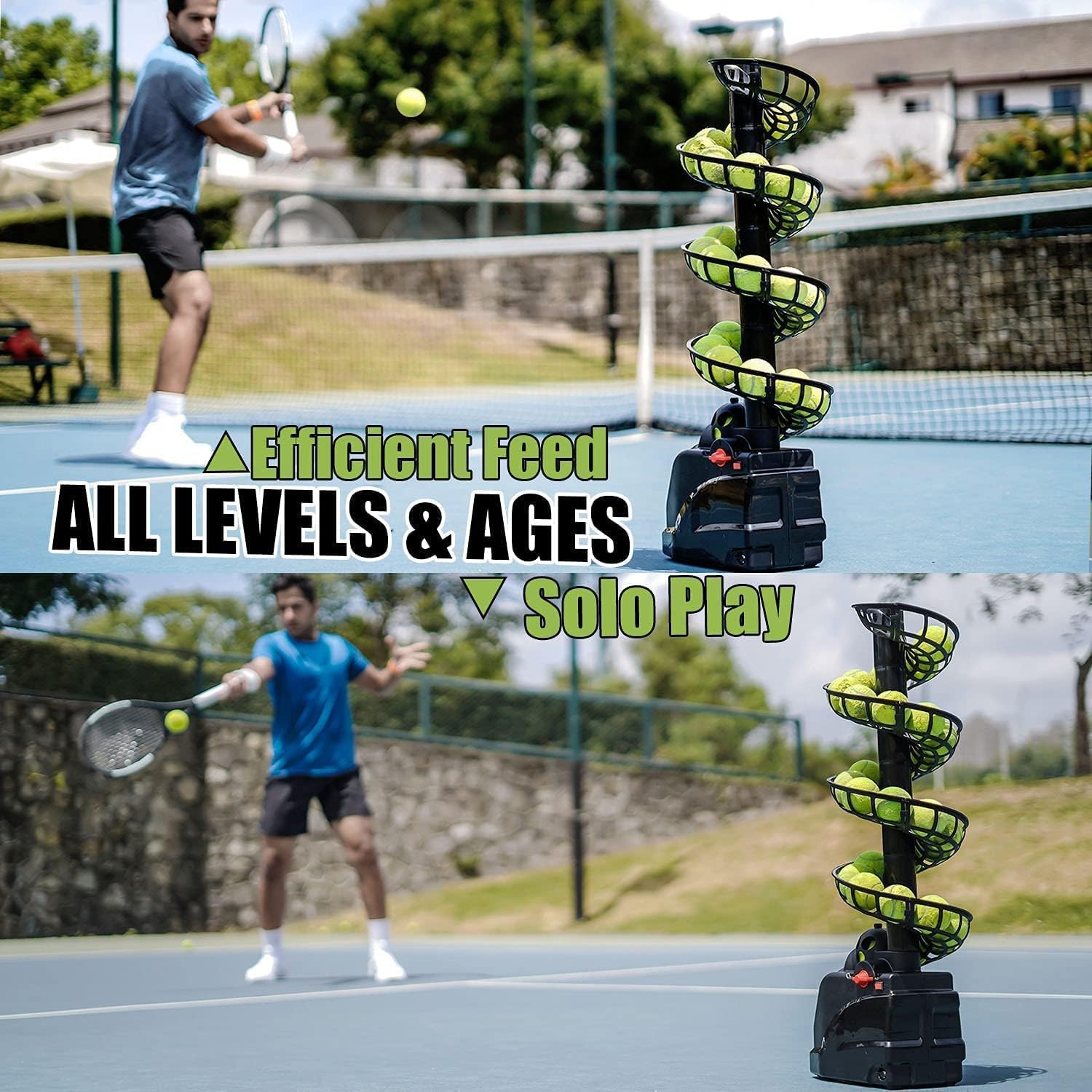 Tennisbälle Maschine(Maximal 30 Bälle),Tennisball Trainer für selbsttraining,Anfänger/Kinder/Lehrer/Zuhause/Gericht,genaue effiziente Ballwurfmaschinen für alle Stufen/Alter,AC&Batterie&USB-Kabel